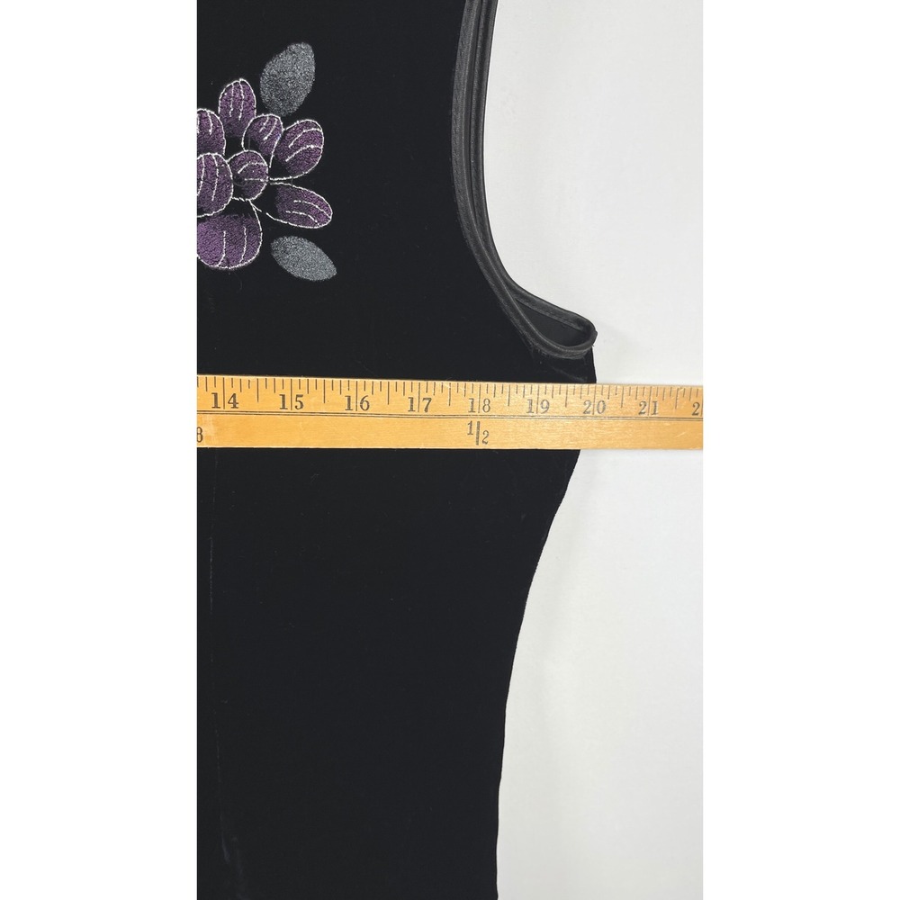Womens Cheongsam Qipao Floral Velvet Maxi Dress M Black Hand-Painted Silk Blend‎ - Picture 8 of 10